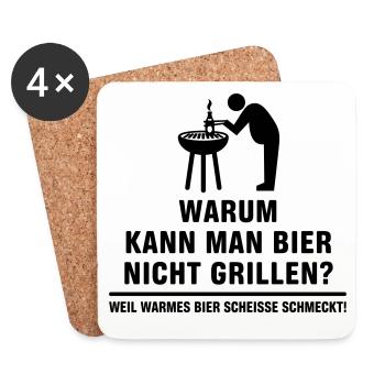 Why can not grilling beer? - Coasters (set of 4) - white - Front