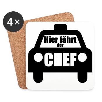 Hier fährt der Chef Taxi Fahrer Auto Geschenk - Untersetzer (4er-Set) - Weiß - Vorne
