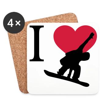 I Love Snowboarding - Untersetzer (4er-Set) - Weiß - Vorne