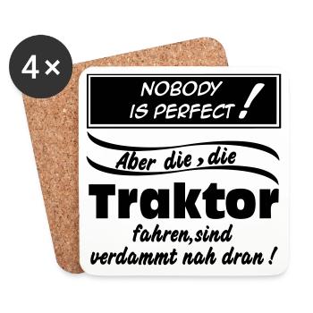 Traktor , Trecker , Landmaschine , Nobody (25) - Untersetzer (4er-Set) - Weiß - Vorne