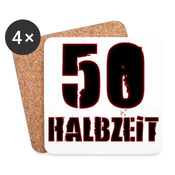 Geburtstag 50 - Halbzeit - Untersetzer (4er-Set) - Weiß - Vorne