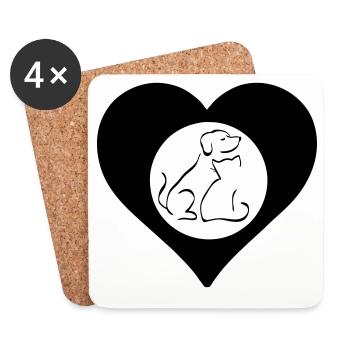 Herz voller Tierliebe / Animal Heart - Coasters (set of 4) - white - Front