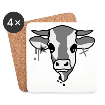 The head of a cow - Coasters (set of 4) - white - Front