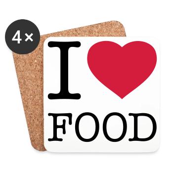 I LOVE FOOD Ich liebe Essen - Coasters (set of 4) - white - Front