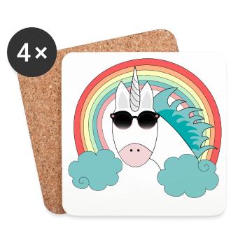 Unicorn&Sunglasses - Dessous de verre (lot de 4) - blanc - Devant