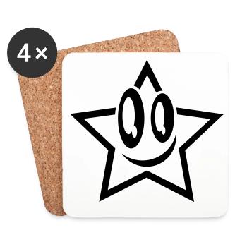 lachender stern gesicht star - Coasters (set of 4) - white - Front