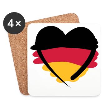 Deutschland Herz | German Heart | Art - Coasters (set of 4) - white - Front
