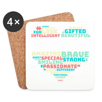 Heart Puzzle Autism Shirt - Coasters (set of 4) - white - Front