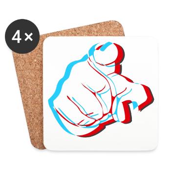 Je vous veux - doigt 3D - Dessous de verre (lot de 4) - blanc - Devant