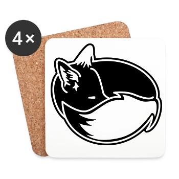 Fuchs eingekuschelt – Kawaii Fox Cartoon Design - Untersetzer (4er-Set) - Weiß - Vorne