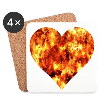 cœur de feu - Dessous de verre (lot de 4) - blanc - Devant