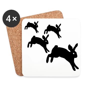 Jumping rabbits - Coasters (set of 4) - white - Front