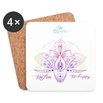 Colorful Sparkle Mandala Pattern - Coasters (set of 4) - white - Front