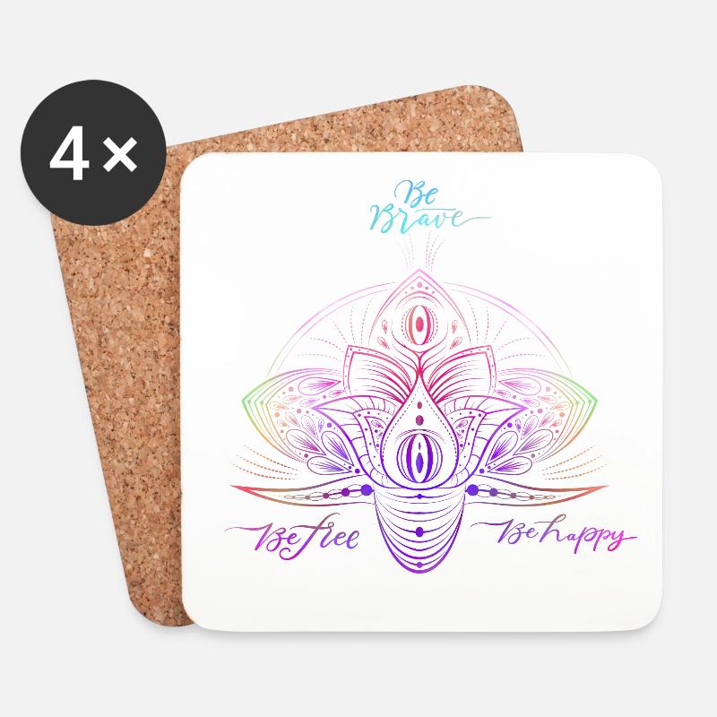 Buntes Sparkle Mandala Muster - Untersetzer (4er-Set) - Weiß