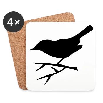 bird sitting on the branch - Coasters (set of 4) - white - Front