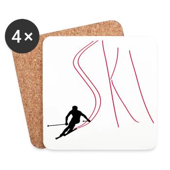 Ski - Dessous de verre (lot de 4) - blanc - Devant