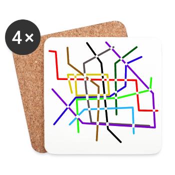 Liniennetz Ubahn Sbahn Stadtverkehr Infrastruktur - Untersetzer (4er-Set) - Weiß - Vorne