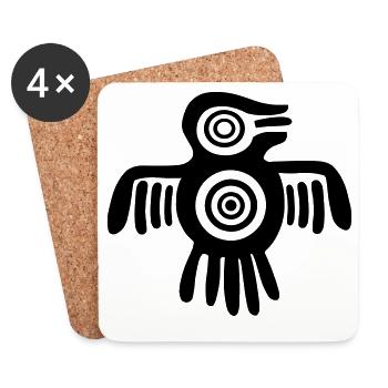 Aztec Spirit Bird - Native American - Tribal - Coasters (set of 4) - white - Front