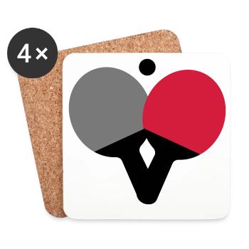 Tennis de table - Ping Pong - Dessous de verre (lot de 4) - blanc - Devant