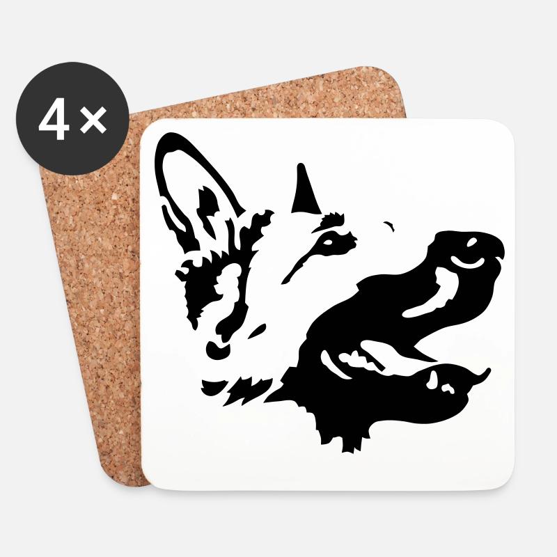 Schäferhund - Untersetzer (4er-Set) - Weiß