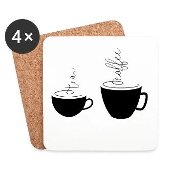 0253 Mug À Café | Tasse de thé | Café | thé - Dessous de verre (lot de 4) - blanc - Devant