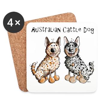 Two funny Australian Cattle Dogs - Coasters (set of 4) - white - Front