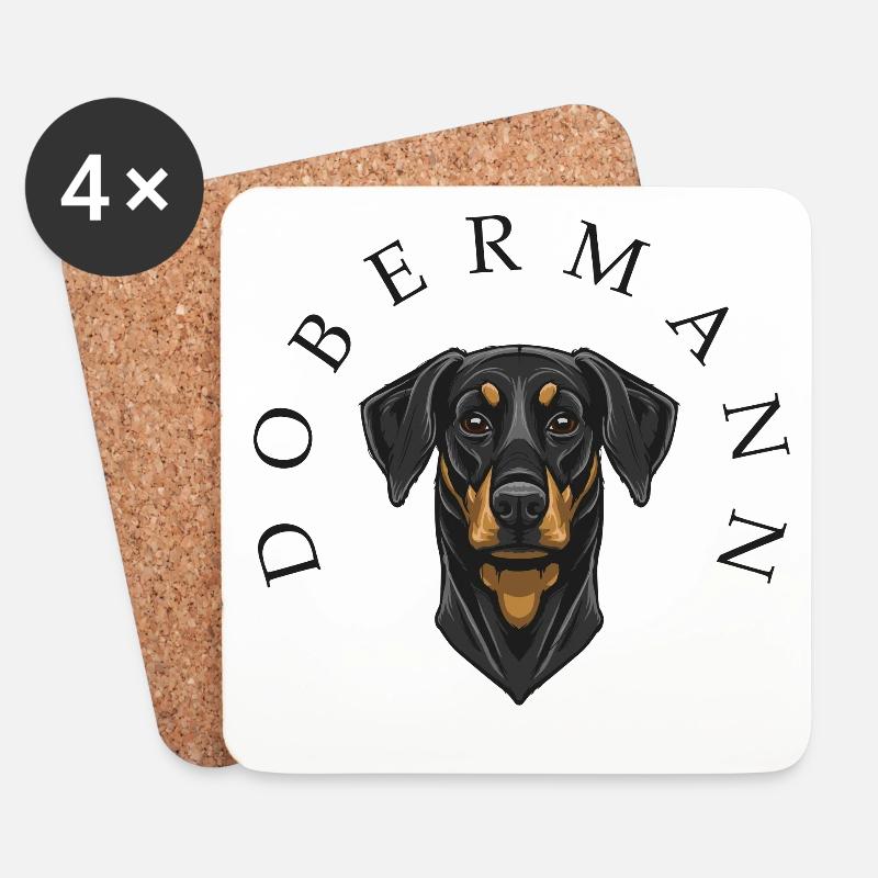 Dobermann - Untersetzer (4er-Set) - Weiß