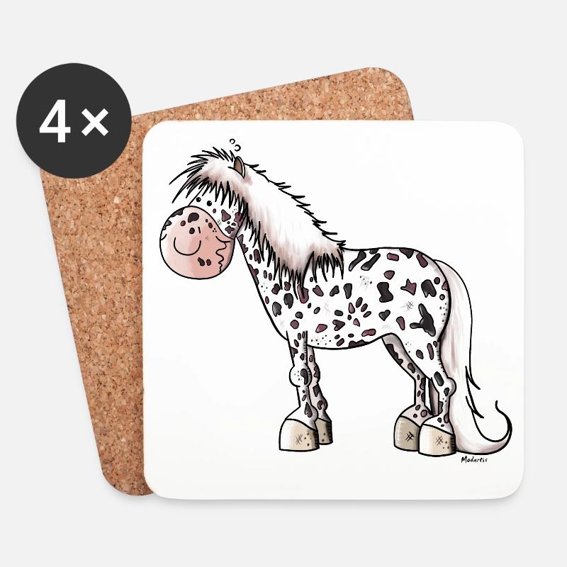 Tigerschecke Pony - Untersetzer (4er-Set) - Weiß