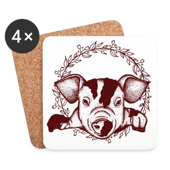 pig - Coasters (set of 4) - white - Front