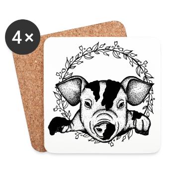 pig - Coasters (set of 4) - white - Front