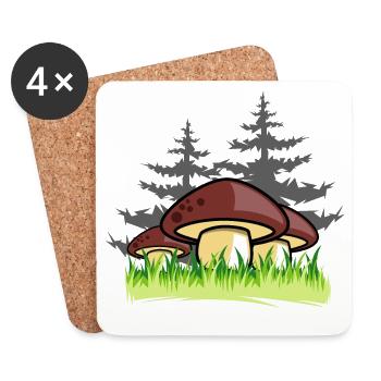 mushrooms forest nature gift idea - Coasters (set of 4) - white - Front
