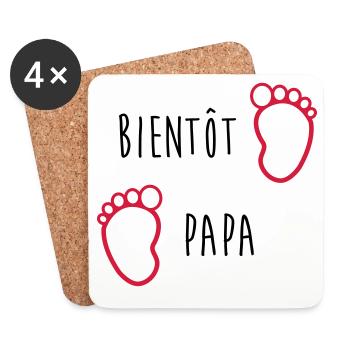 Bientôt Papa / Bébé / Naissance / Enceinte / Baby - Dessous de verre (lot de 4) - blanc - Devant