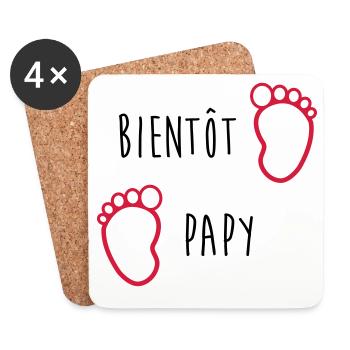Bientôt Papy / Grand Pere / Naissance / Bébé - Dessous de verre (lot de 4) - blanc - Devant