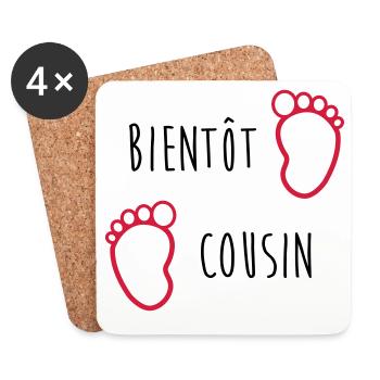 Onkel / Tante / Vetter / Cousin / Kusine - Untersetzer (4er-Set) - Weiß - Vorne