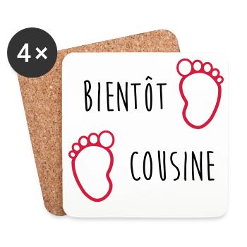 Onkel / Tante / Vetter / Cousin / Kusine - Untersetzer (4er-Set) - Weiß - Vorne