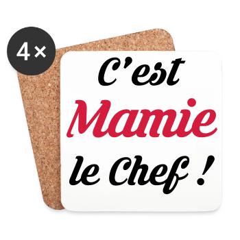 C'est Mamie le Chef ! Mamt Naissance Bébé Enfant - Dessous de verre (lot de 4) - blanc - Devant