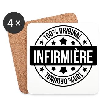 Infirmière / Infirmier / Hôpital / Médecine / - Dessous de verre (lot de 4) - blanc - Devant