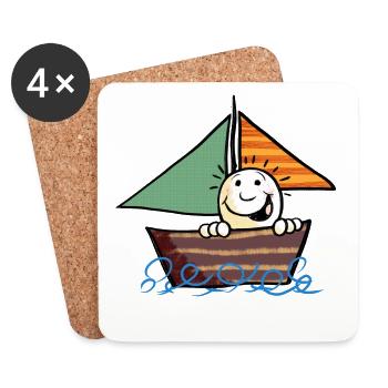 Kind aufm Boot - Untersetzer (4er-Set) - Weiß - Vorne