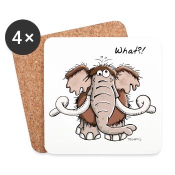 Funny mammoth - Elephant - Cartoon - Gift - Coasters (set of 4) - white - Front
