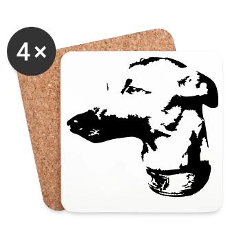 Whippet Kopf - Untersetzer (4er-Set) - Weiß - Vorne