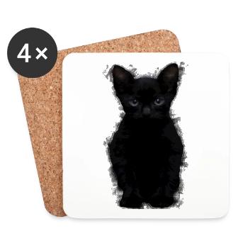 Katze schwarze Katze Katzen Katzenbaby Haustier - Untersetzer (4er-Set) - Weiß - Vorne