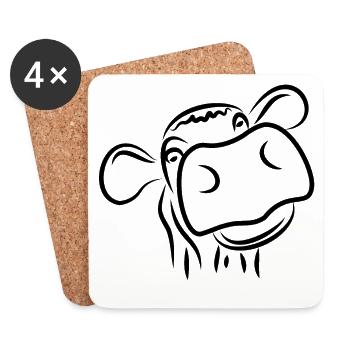 cow from the farmers - farm animals - cow - Coasters (set of 4) - white - Front