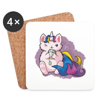 Kitty Katacorn Teatime - Coasters (set of 4) - white - Front