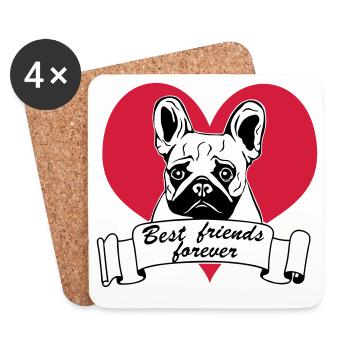 Französische Bulldogge , French Bulldog ,(25) - Untersetzer (4er-Set) - Weiß - Vorne