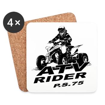Quad Racing - ATV Racer - Dessous de verre (lot de 4) - blanc - Devant