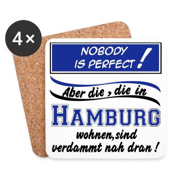 Hamburg , Tradition , Fußball Fan , Nobody (25) - Untersetzer (4er-Set) - Weiß - Vorne