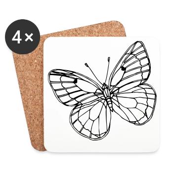 Schmetterling - Untersetzer (4er-Set) - Weiß - Vorne