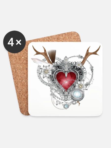 Extravaganter bayerischer Trachtenschmuck - Untersetzer (4er-Set) - Weiß