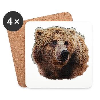 T-shirts Bear Lover, motif Bear Head Night - Dessous de verre (lot de 4) - blanc - Devant