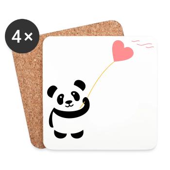 panda herz niedlich luftballon bär groß dick kusch - Untersetzer (4er-Set) - Weiß - Vorne